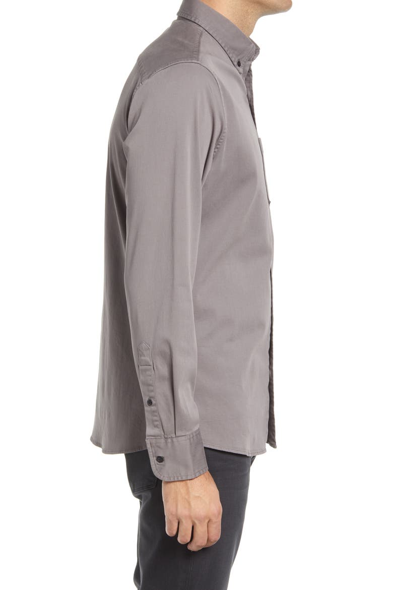 Trim Fit Stretch Chambray Button-Down Shirt, Alternate, color, GREY TORNADO