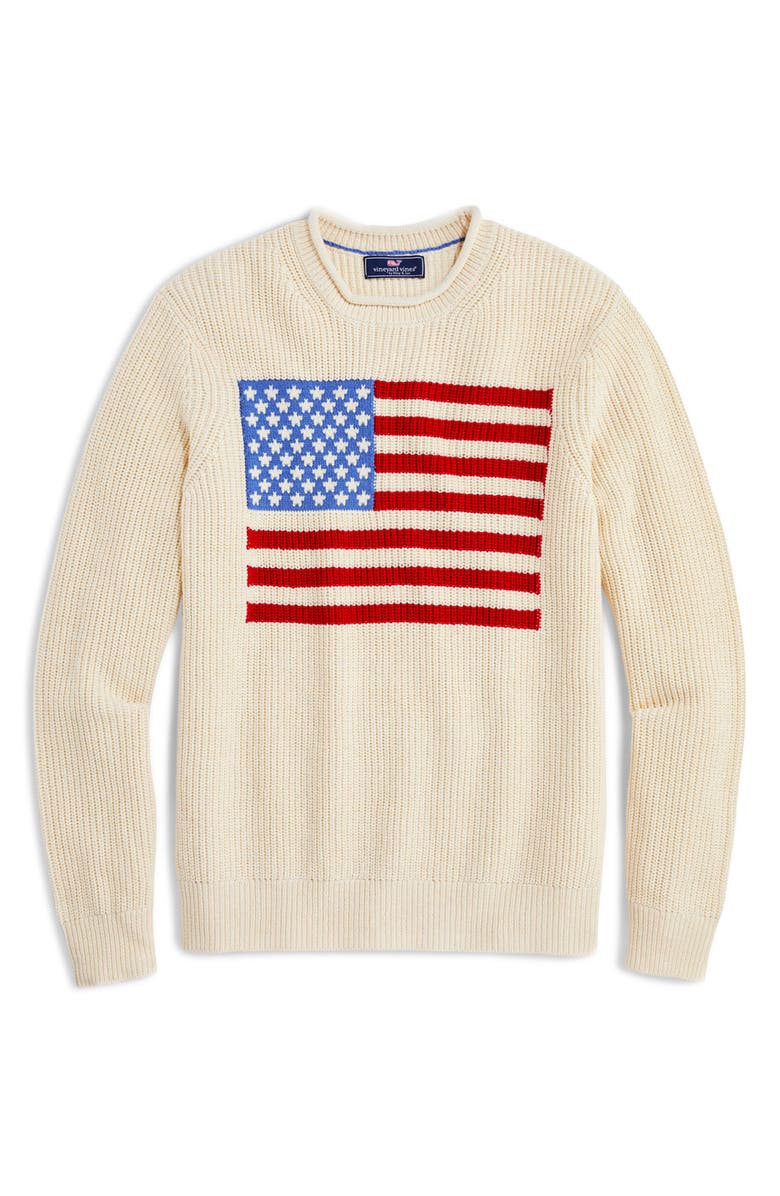 vineyard vines American Flag Cotton Crewneck Sweater, Main, color,