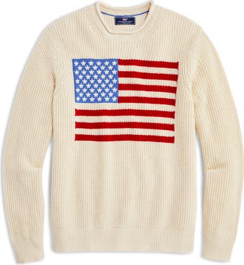 Vineyard Vines American Flag Cotton Crewneck Sweater
