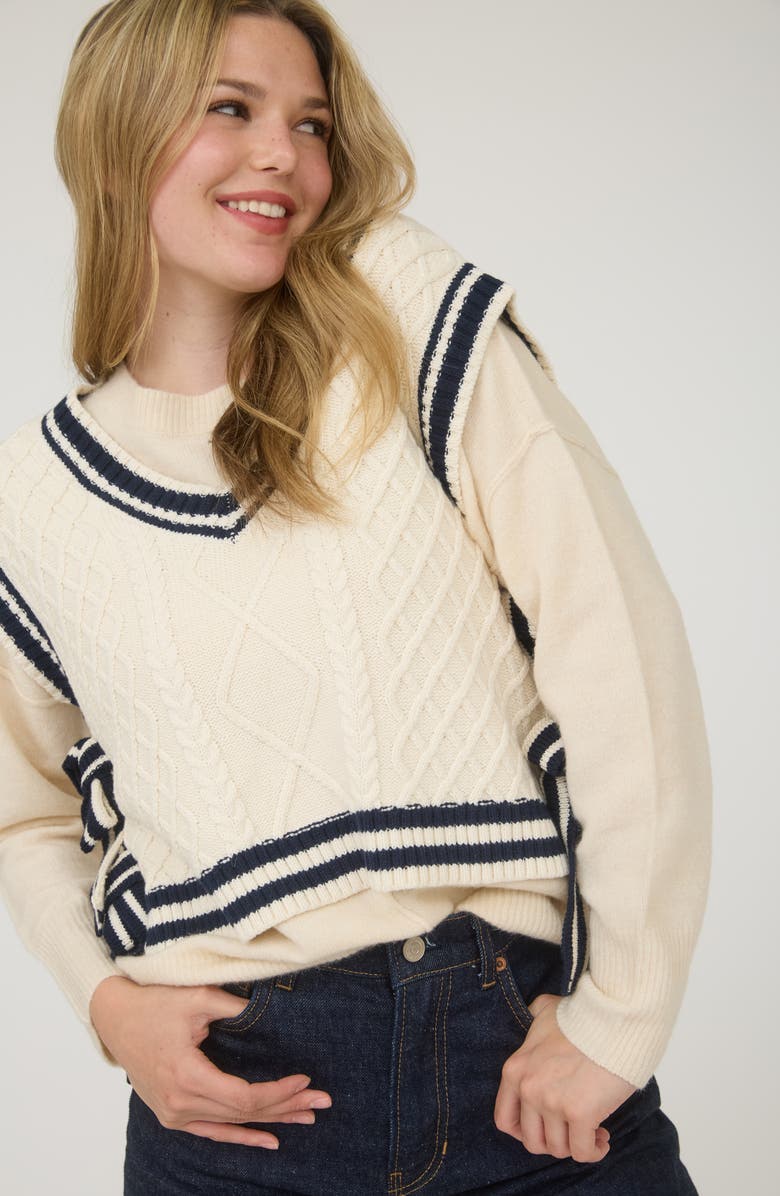 Blu Pepper Sweater Vest, Alternate, color, Cream