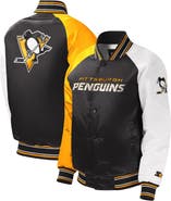 STARTER Youth Starter Black Pittsburgh Penguins Raglan Full-Snap Varsity Jacket