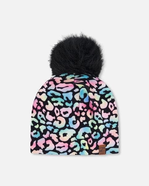 Stretch Jersey Hat Animal Print with Pompom (Baby)