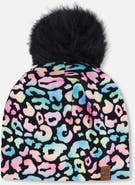 Deux par Deux Stretch Jersey Hat Animal with Pompom