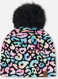 Deux par Deux Stretch Jersey Hat Animal with Pompom