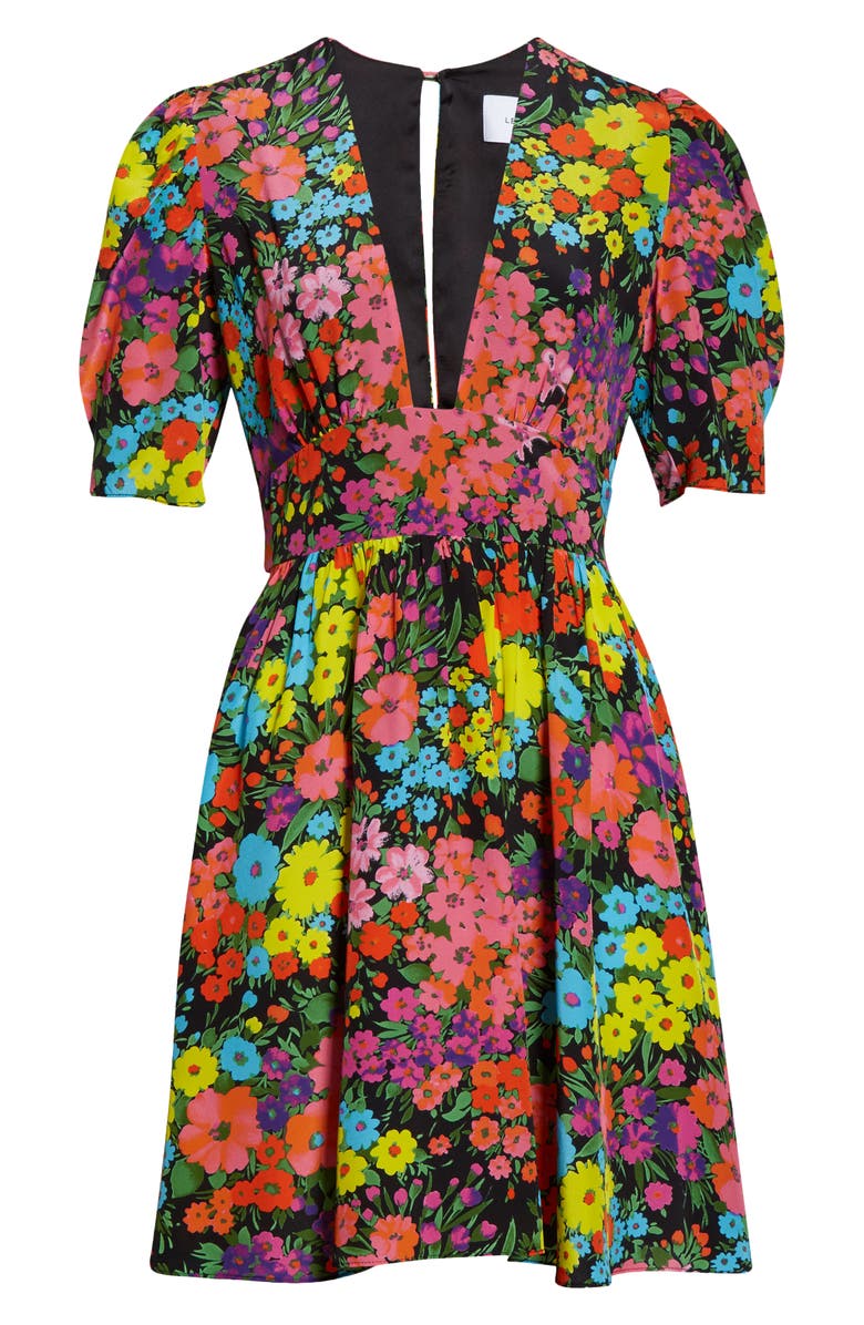 Les Rêveries Gigi Floral Print Silk Minidress, Alternate, color, 