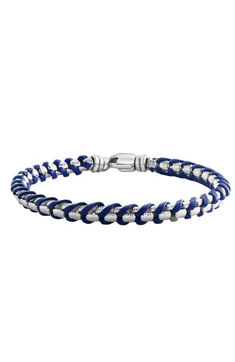 Blue Accent Curb Chain Bracelet in Sterling Silver