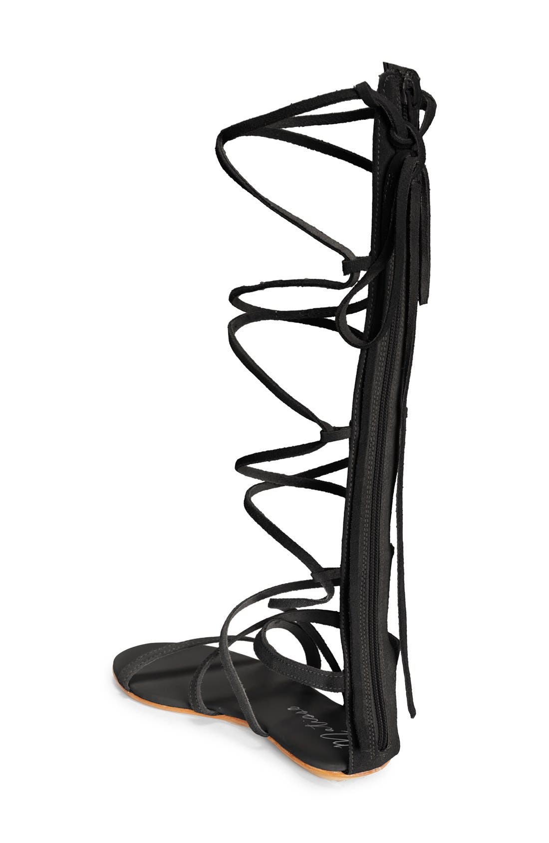'Atlas' Tall Gladiator Sandal, Alternate, color, BLACK SUEDE