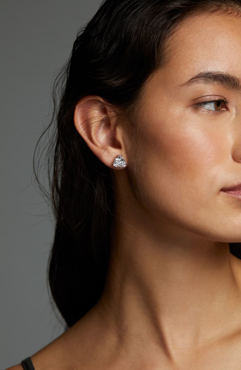 Nadri Luxor Trillion Cubic Zirconia Stud Earrings, Alternate, color, Rhodium