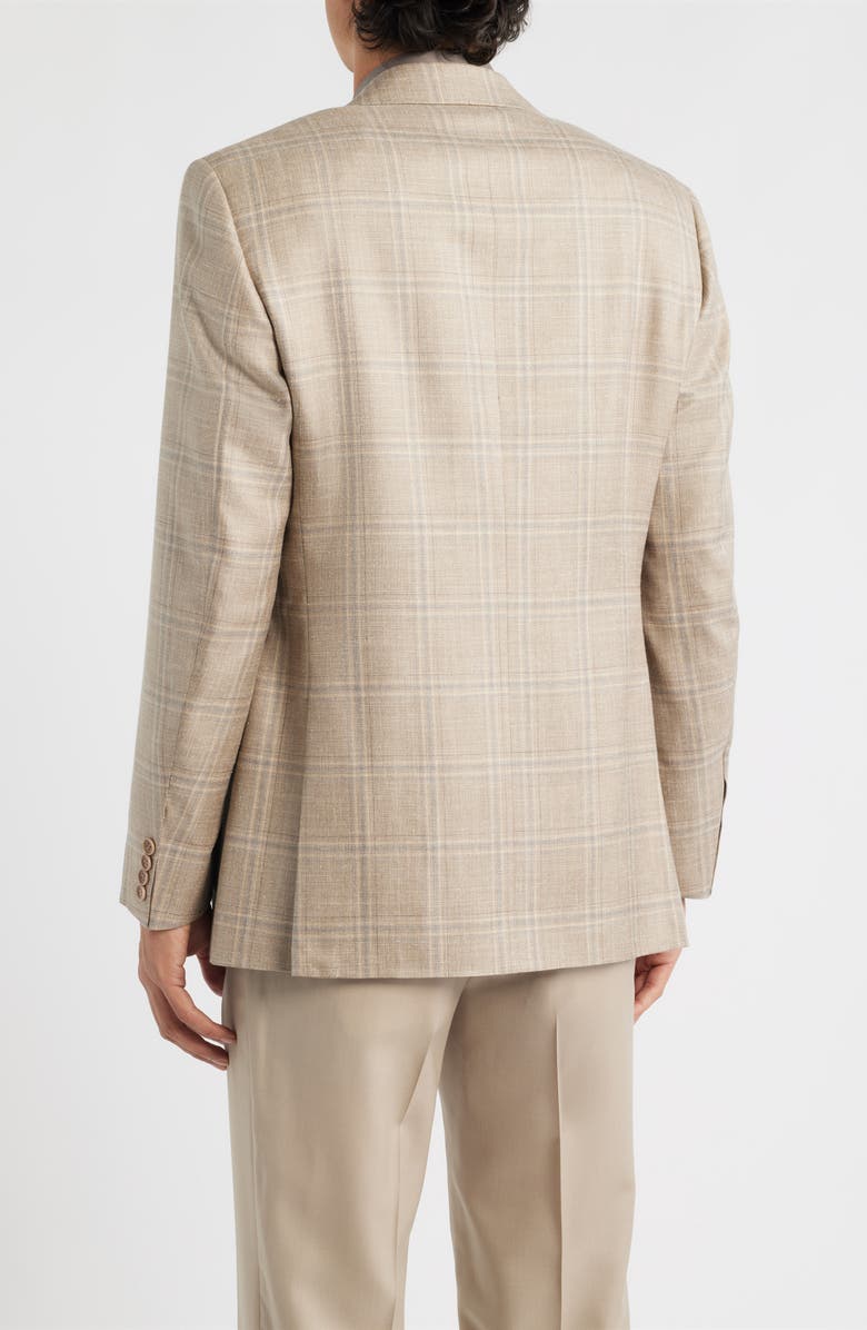 Canali Siena Regular Fit Beige Shadow Check Wool Blend Sport Coat, Alternate, color, Beige