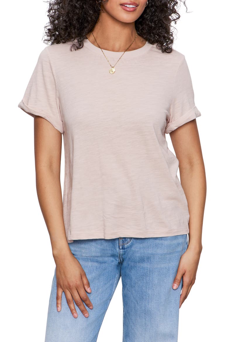Perfect Roll Sleeve Cotton T-Shirt, Main, color, VAPOR ROSE