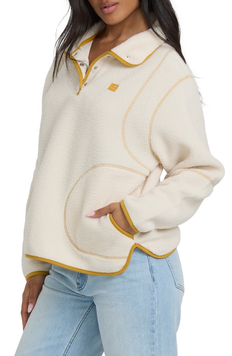 Billabong Streamer Half Snap Fleece Pullover, Alternate, color, White Cap