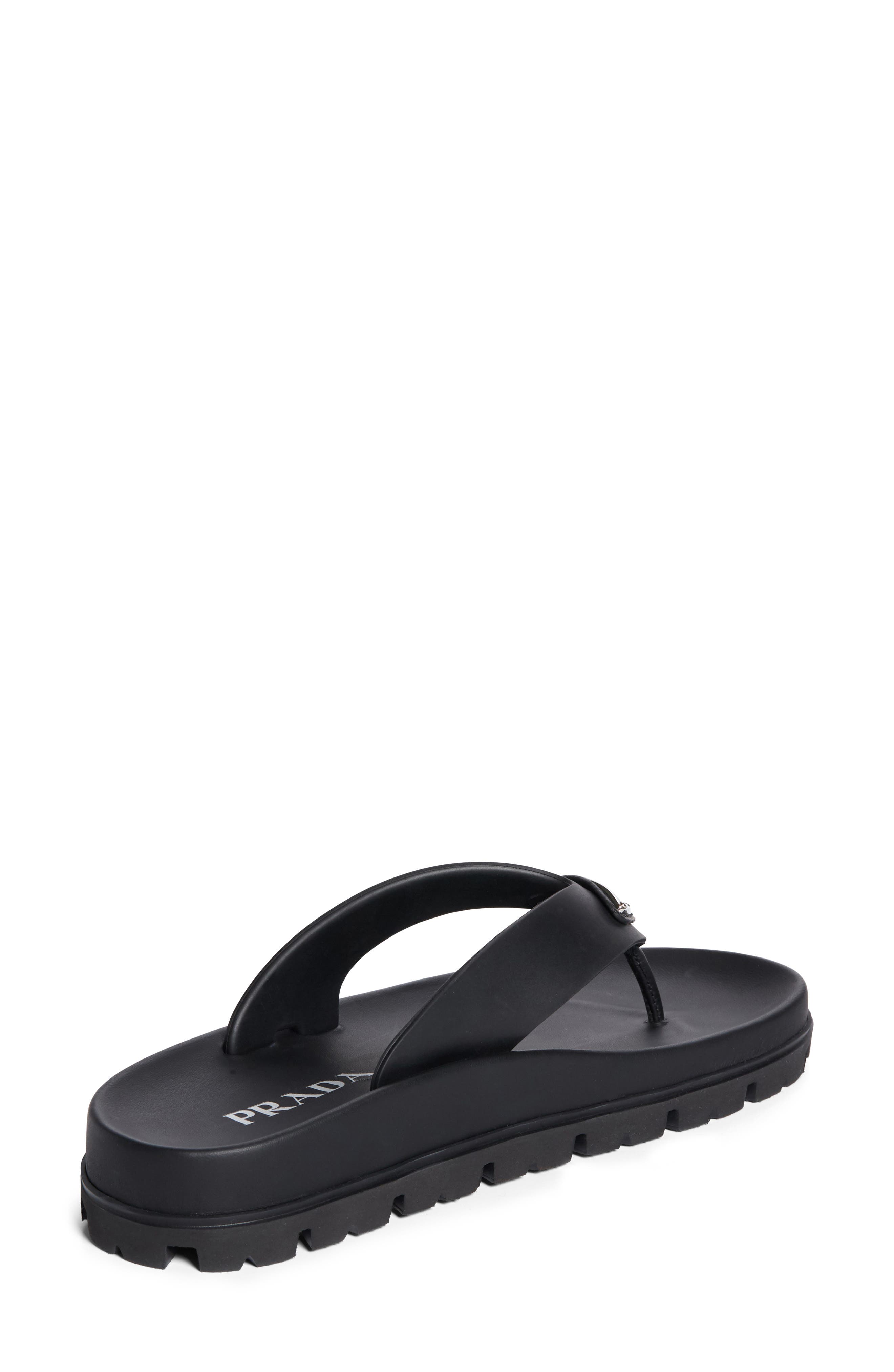 Prada Lug Sole Flip Flop, Alternate, color, Nero