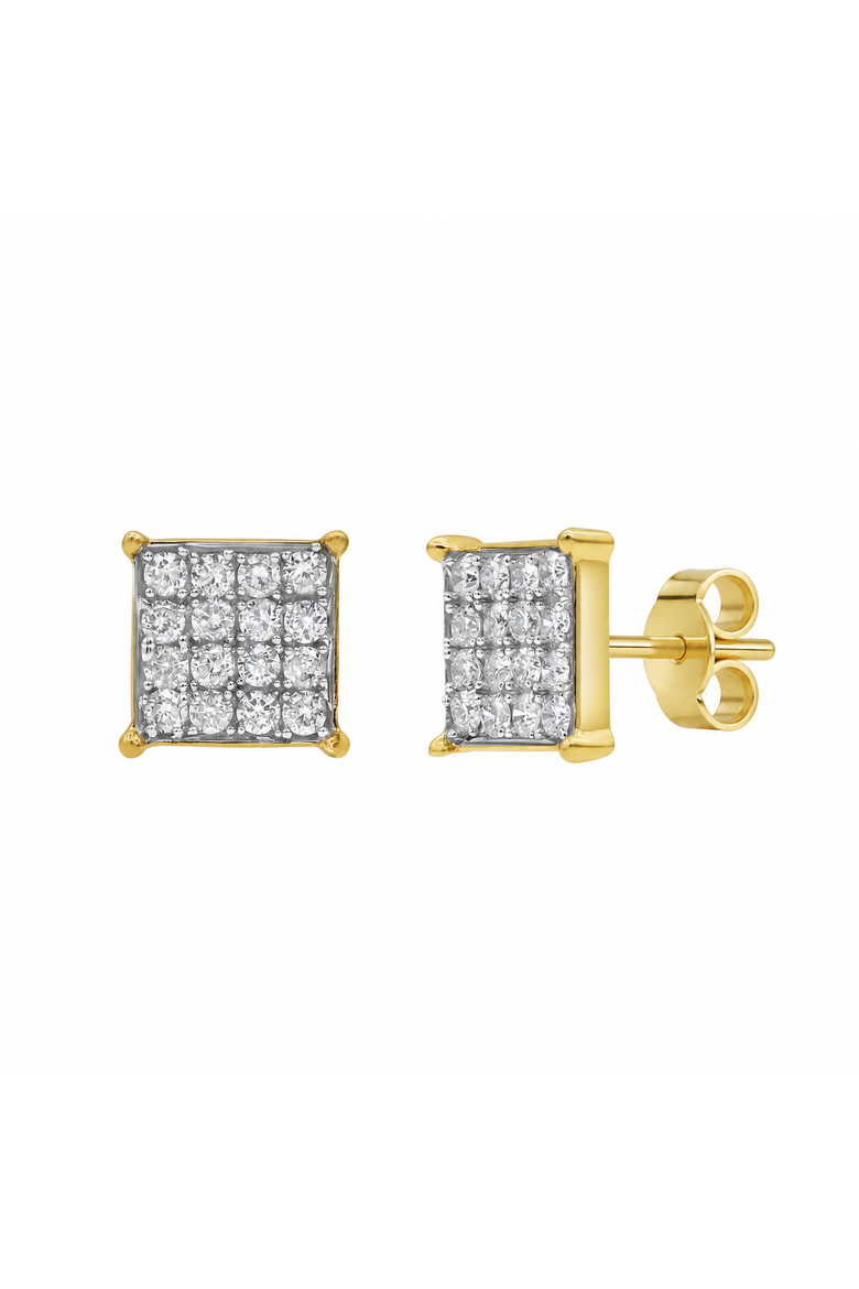 Square Prism 14K Yellow Gold Diamond Earrings - 0.43ct., Main, color, 14K Yellow Gold