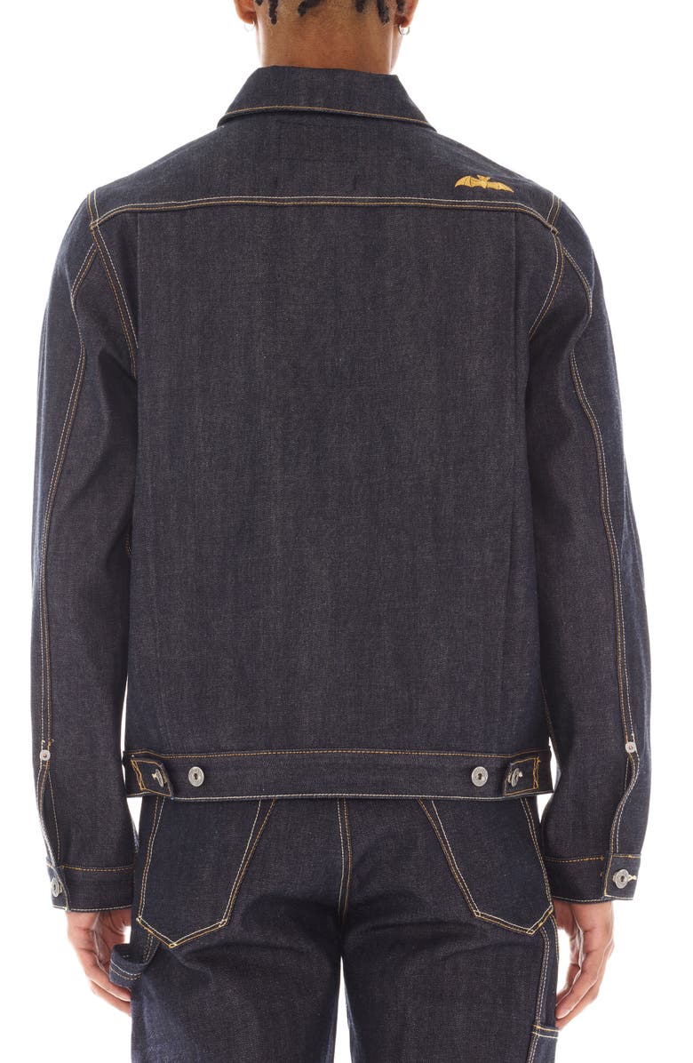 Cult of Individuality Embroidered Denim Trucker Jacket, Alternate, color, Raw