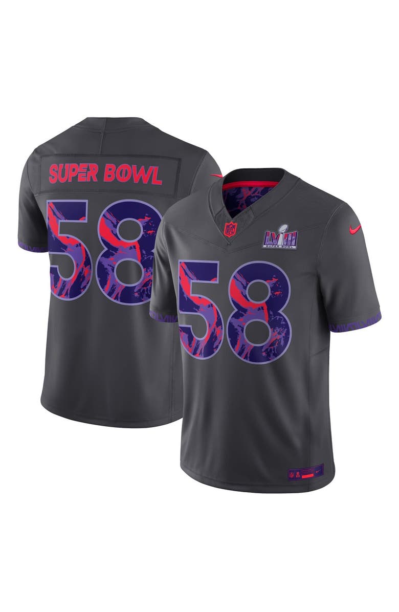 Nike Men's Nike Anthracite Super Bowl LVIII Limited Jersey, Main, color, 