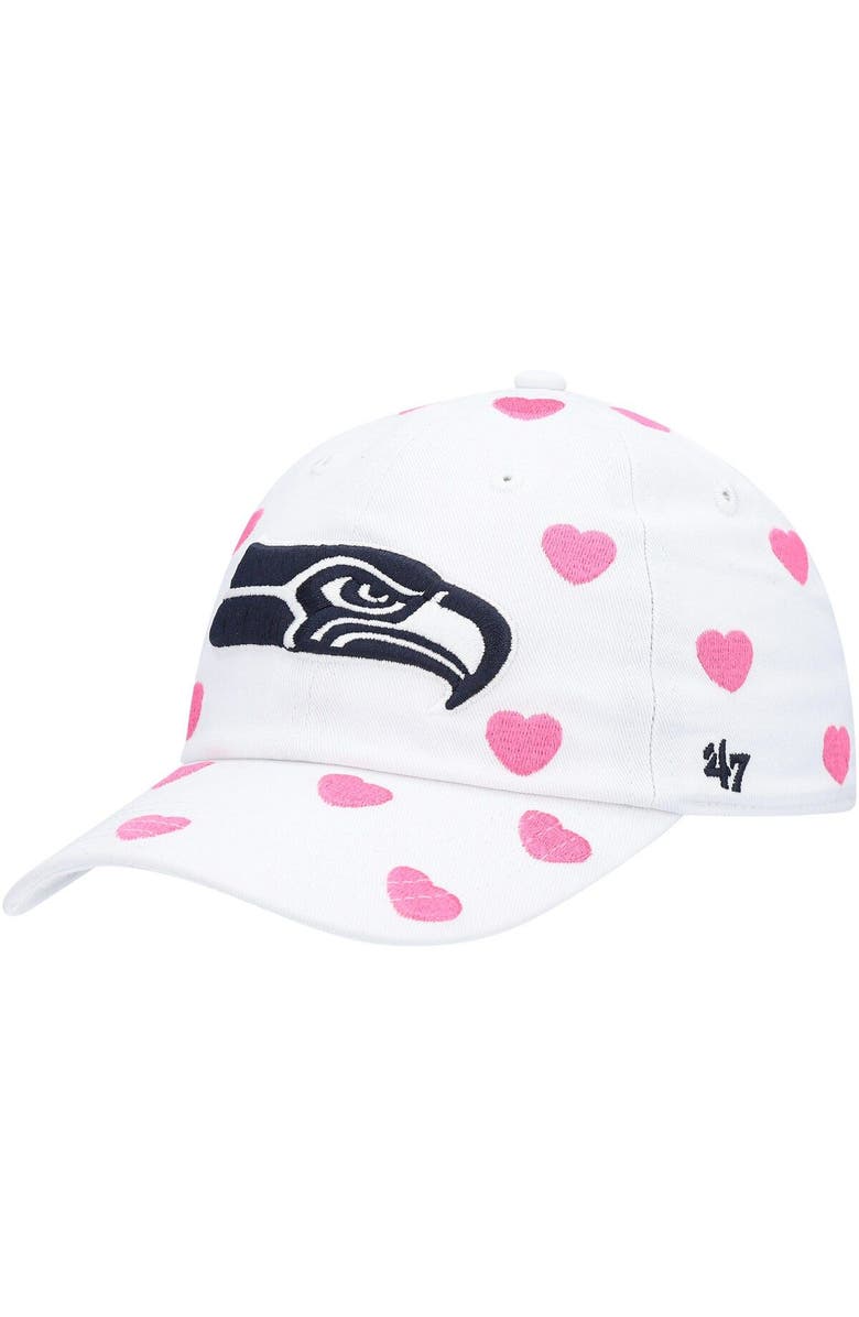 '47 Toddler Girls '47 White Seattle Seahawks Surprise Clean Up Adjustable Hat, Main, color, 