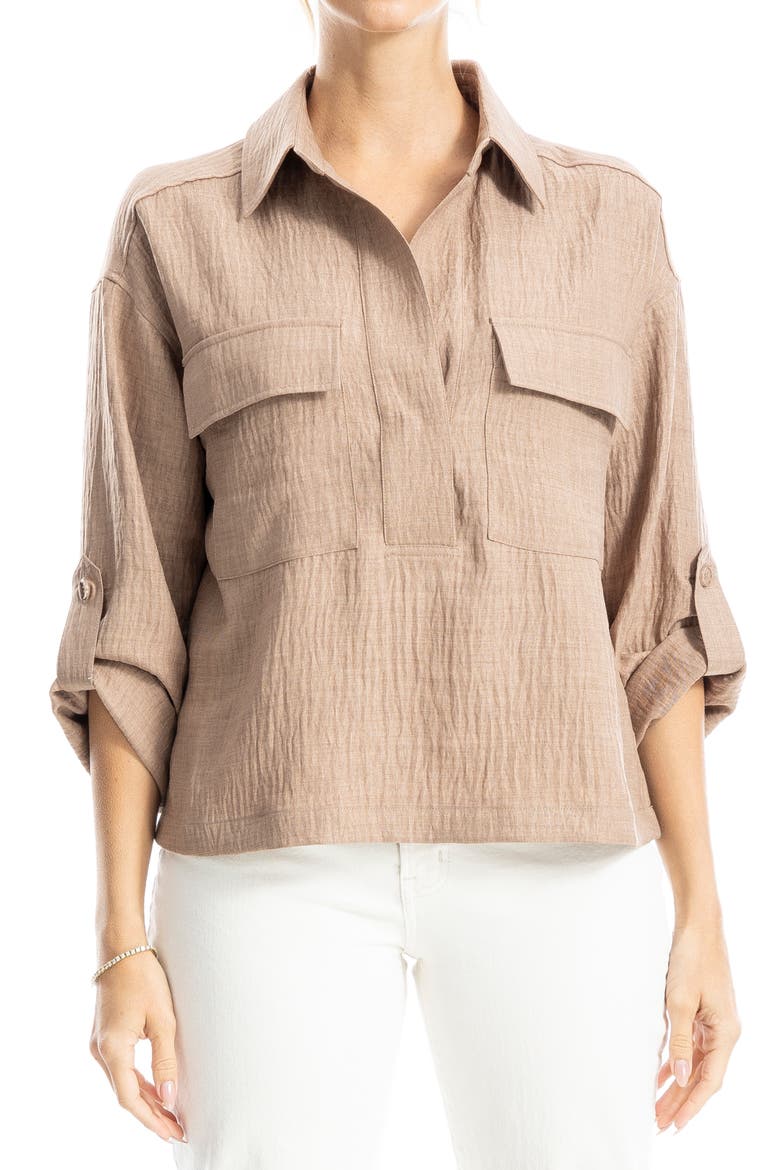 Collared Textured Shirt, Main, color, MUSHROOM