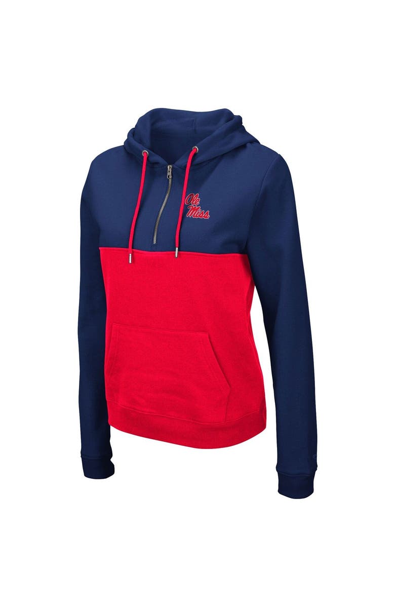COLOSSEUM Women's Colosseum Navy/Red Ole Miss Rebels Aidan Lightweight Half-Zip Hoodie, Alternate, color, 