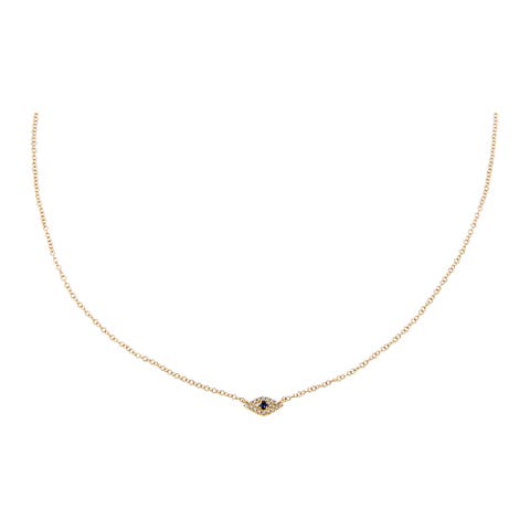 Diamond Pave & Sapphire Blue Evil Eye Choker 14K