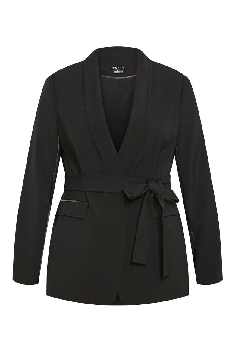 Soraya Belted Jacket, Alternate, color, BLACK