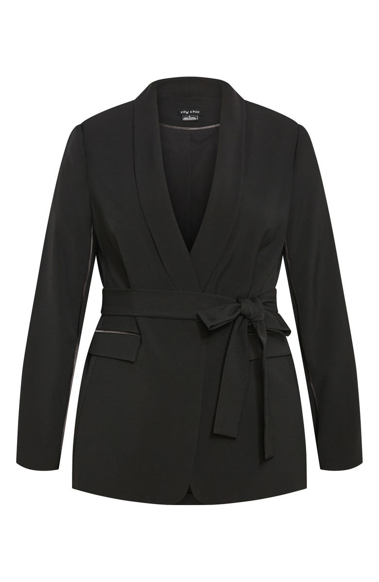 City Chic Soraya Belted Jacket, Alternate, color, Black
