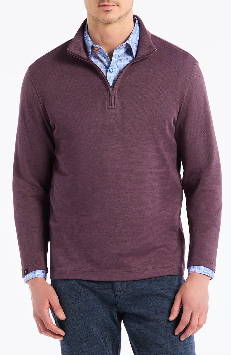 Robert Graham Troland Quarter Zip Top, Main, color, Plum Perfect