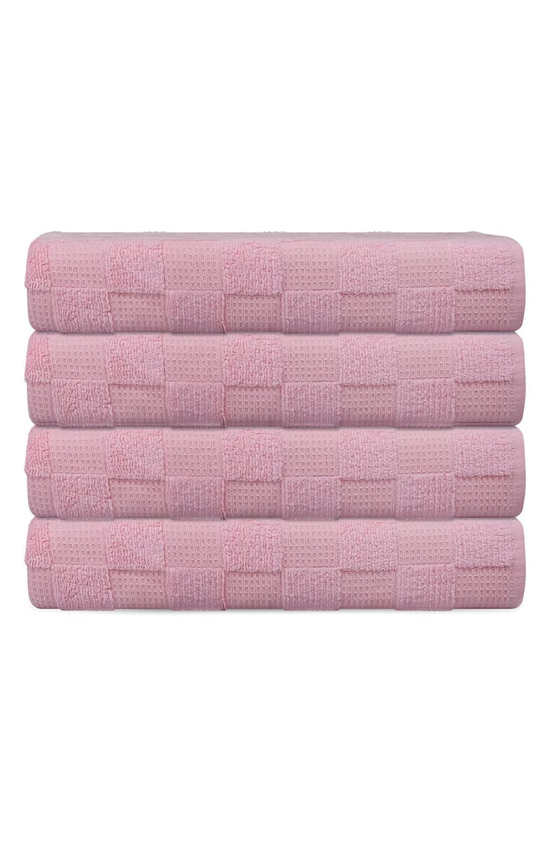 DePera Waffle Terry 4-Piece Turkish Cotton Washcloths, Main, color, Blush
