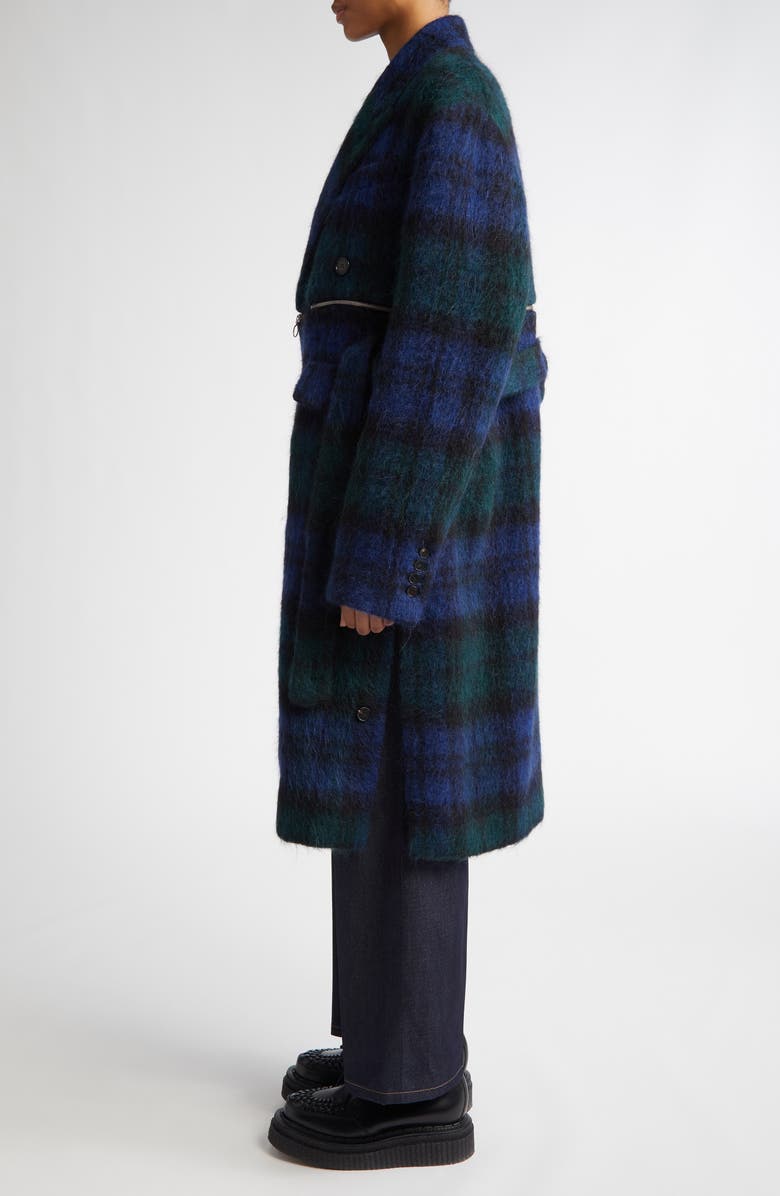SETCHU Convertible Tartan Wool & Mohair Blend Coat, Alternate, color, 