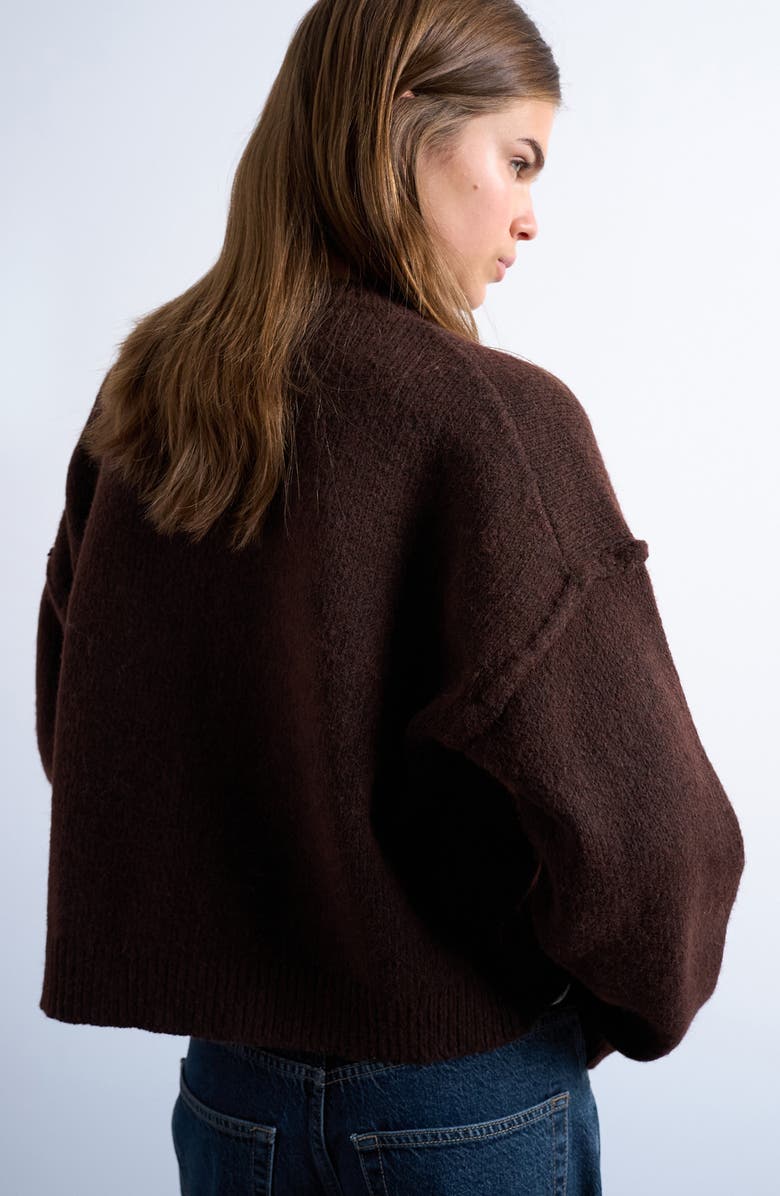 Topshop Exposed Seam Relaxed Fit Cardigan, Alternate, color, Brown