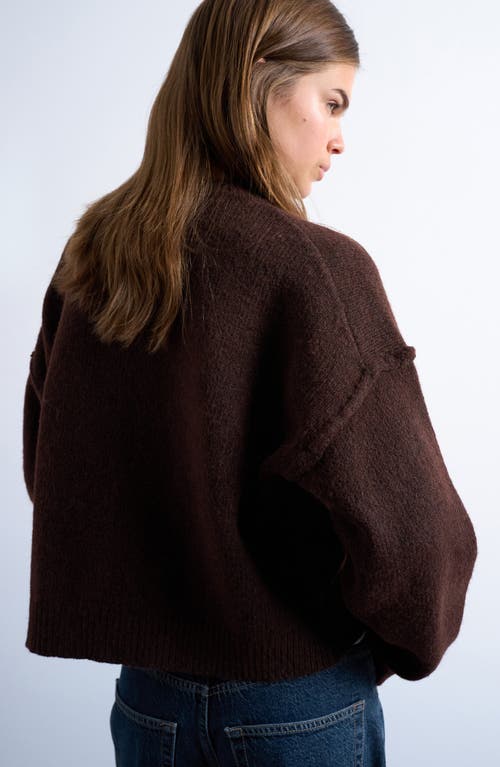 Topshop Exposed Seam Relaxed Fit Cardigan In Brown