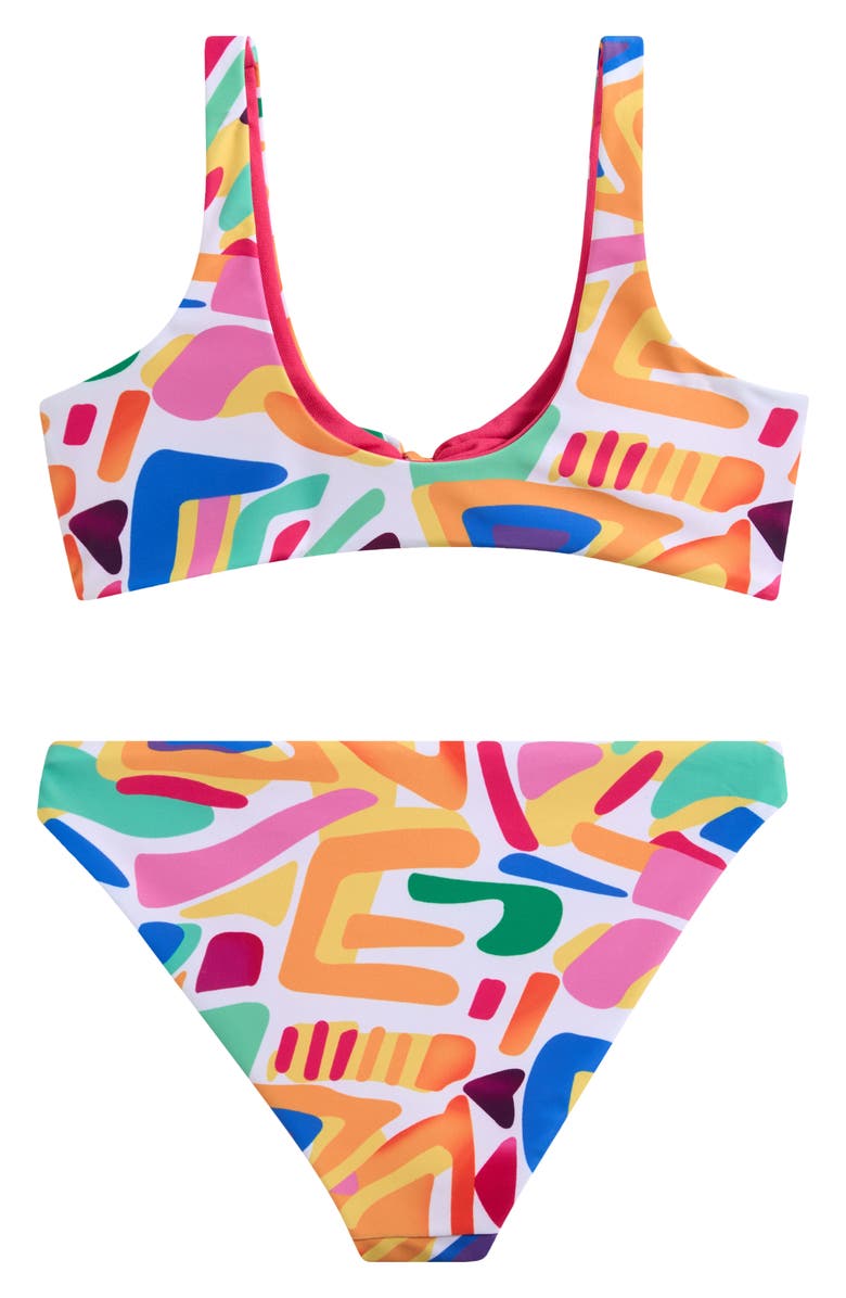 Ava & Yelly Kids' Geo Knot Two-Piece Swimsuit, Alternate, color, 