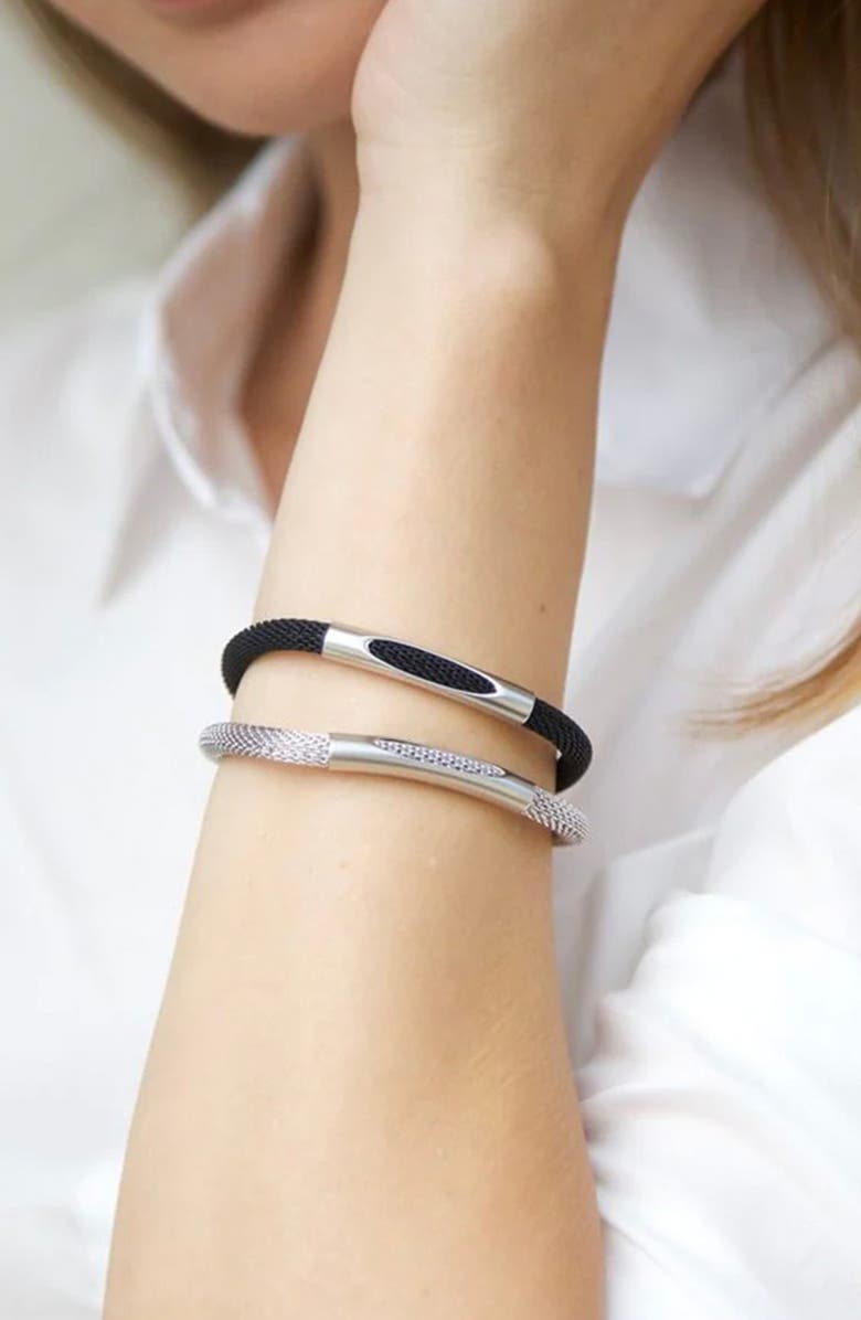 Bearfruit Jewelry Mila Magnetic Bar Bracelet Unique Trendy Statement, Alternate, color, Black/Silver