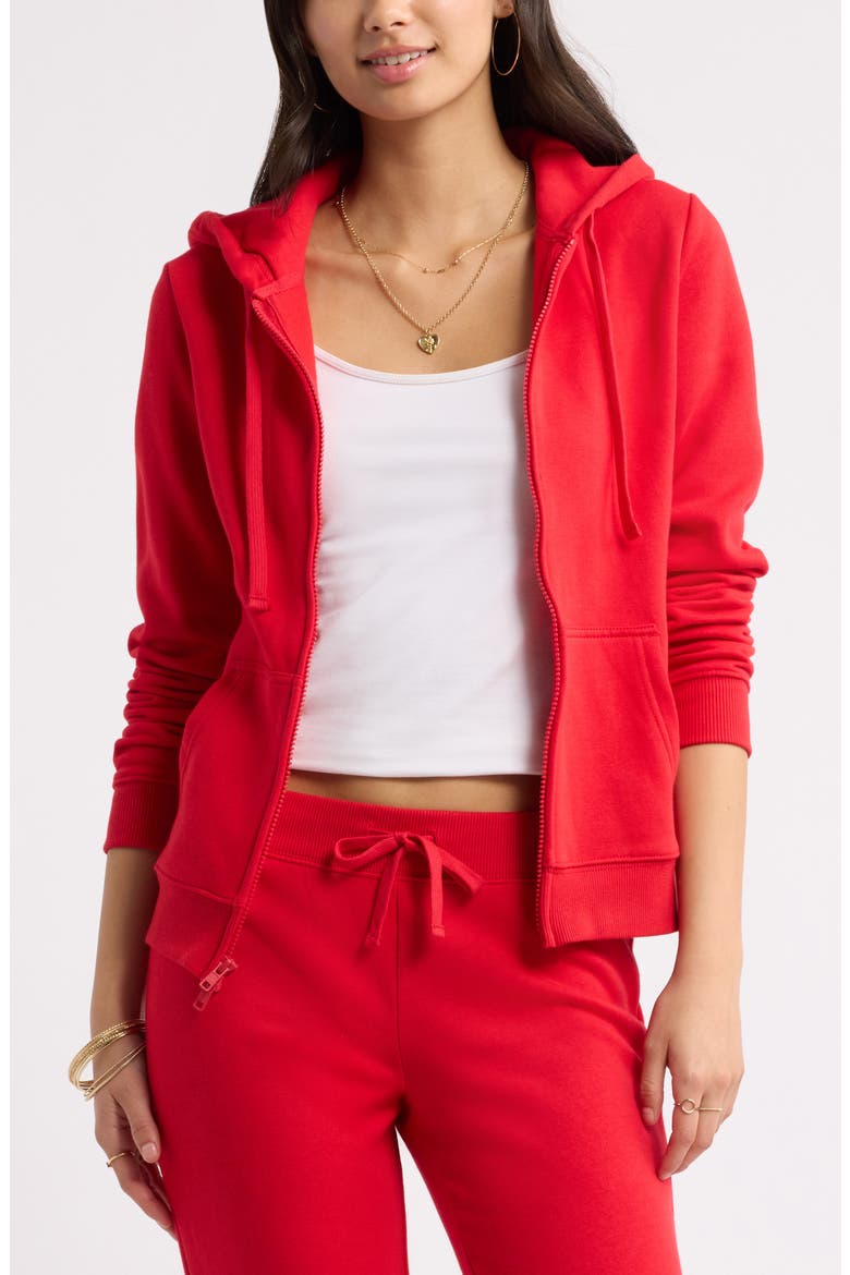 Slim Fleece Full Zip Hoodie, Main, color, RED PEPPER