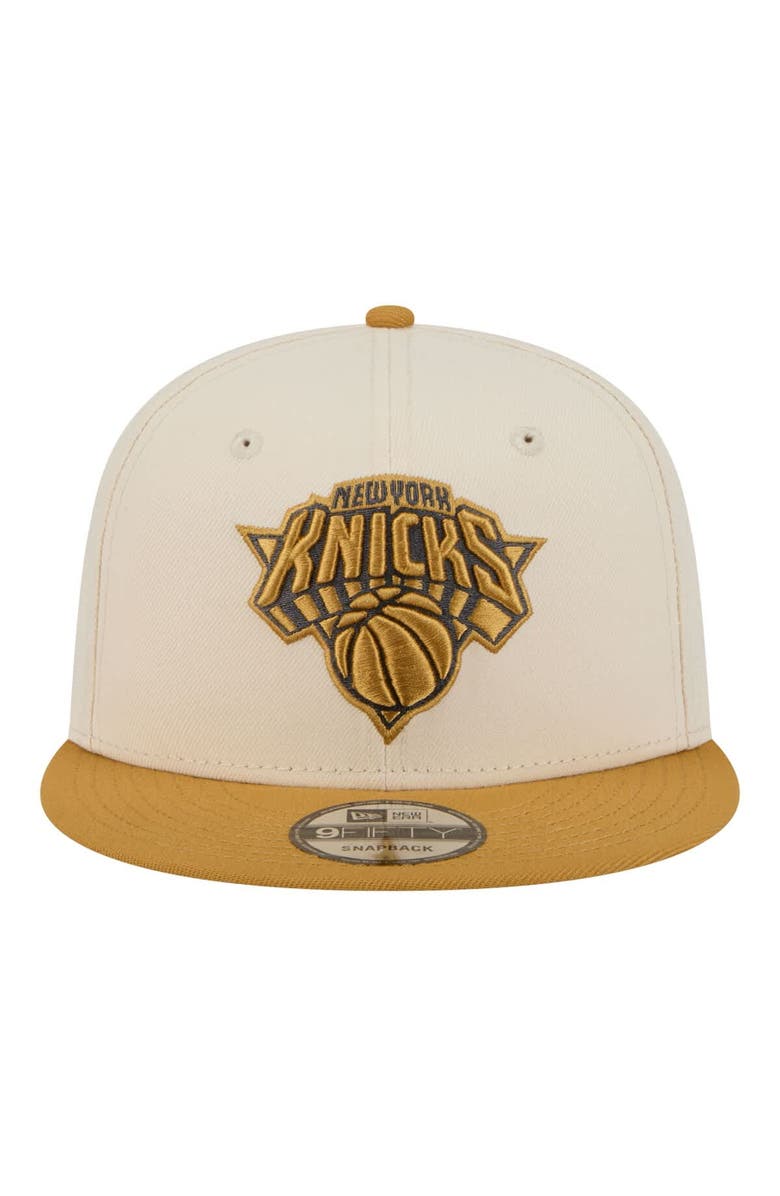 New Era Men's New Era Cream/Tan New York Knicks Two-Tone Color Pack 9FIFTY Snapback Hat, Alternate, color,