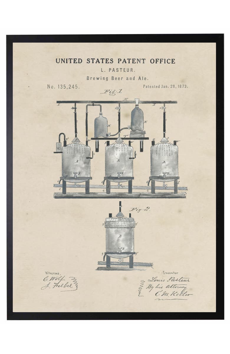 Antique Curiosities Brewing Beer Patent in Black Frame, Main, color, NO COLOR