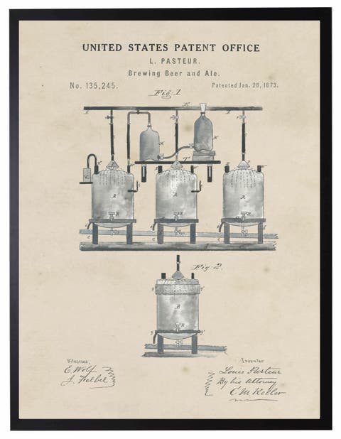Brewing Beer Patent in Black Frame