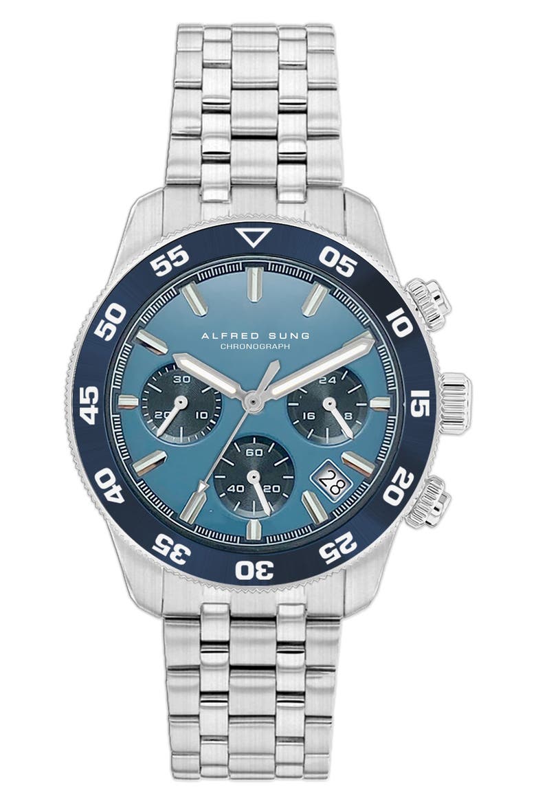 Chronograph III Bracelet Strap Watch, 41mm, Main, color, SILVER BRACELET/BLUE DIAL