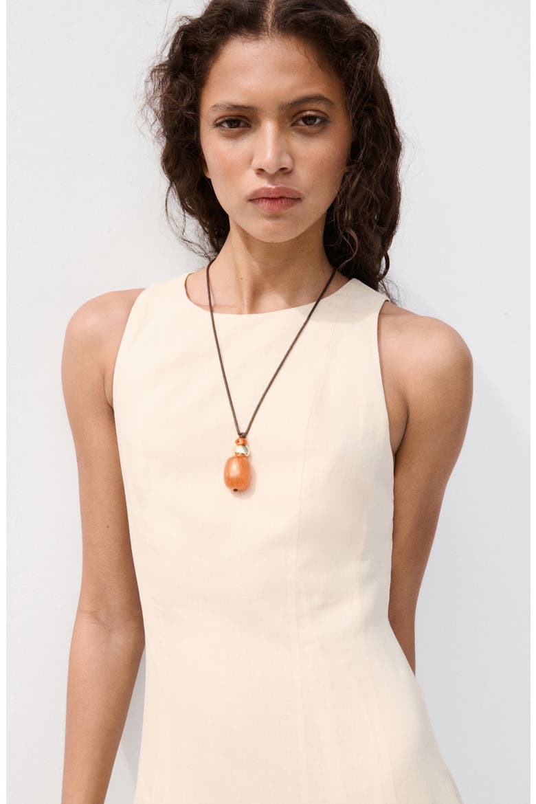 Back Cutout Linen Blend A-Line Dress, Alternate, color, ECRU