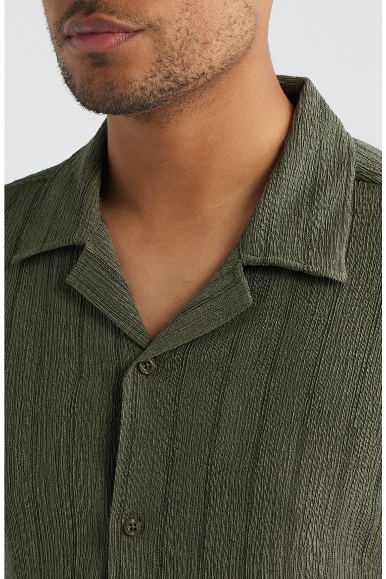 Pedri Crepe Textured Camp Shirt, Alternate, color, OLIVE