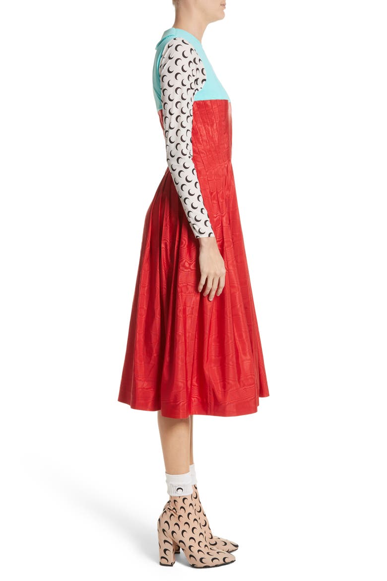 Hybrid Moiré Dress, Alternate, color, TURQUOISE/ RED