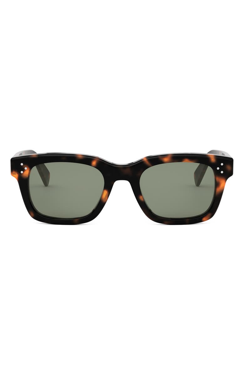 CELINE Bold 3 Dots 50mm Square Sunglasses, Main, color, Dark Havana / Green
