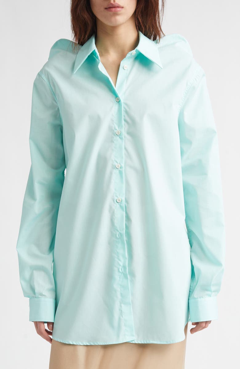 JULIE KEGELS Lifted Shoulders Button-Up Shirt, Main, color, Mint