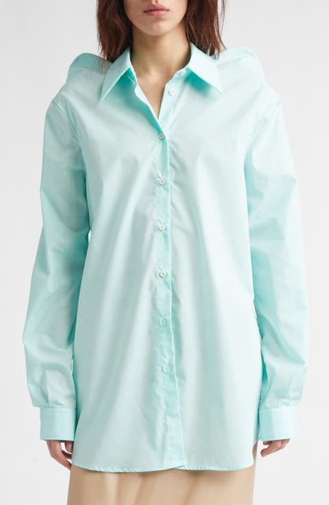 Lifted Shoulders Button-Up Shirt