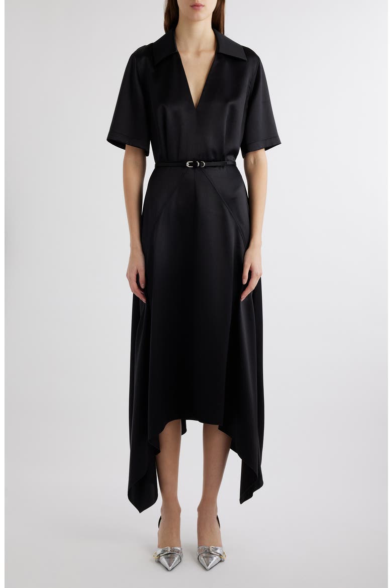 Belted Midi Polo Dress, Alternate, color, BLACK