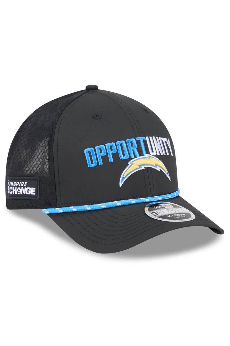 Men's New Era Black Los Angeles Chargers 2025 Inspire Change 9FORTY M-Crown Adjustable Hat, Main, color, Black