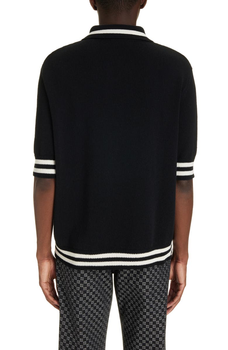 Balmain Signature Logo Cotton Blend Polo, Alternate, color, 