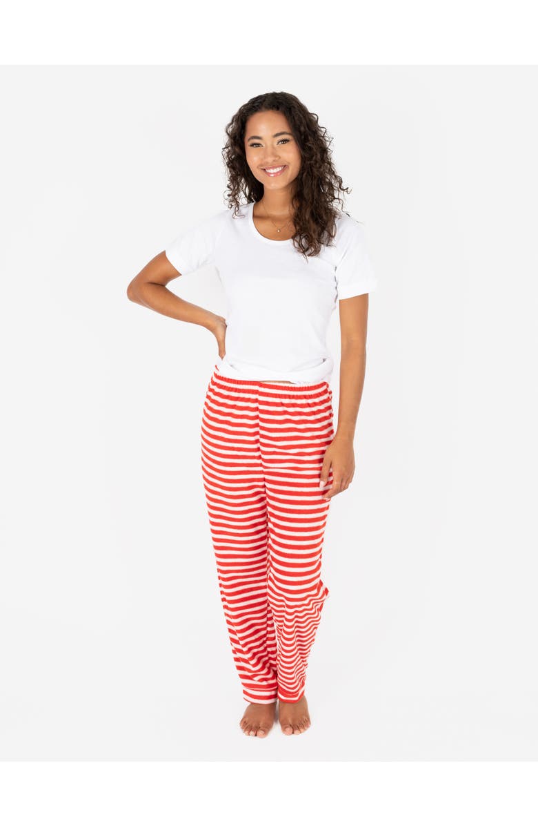 Leveret Women's Fleece Holiday Pajama Pants, Alternate, color, Red/White Stripes