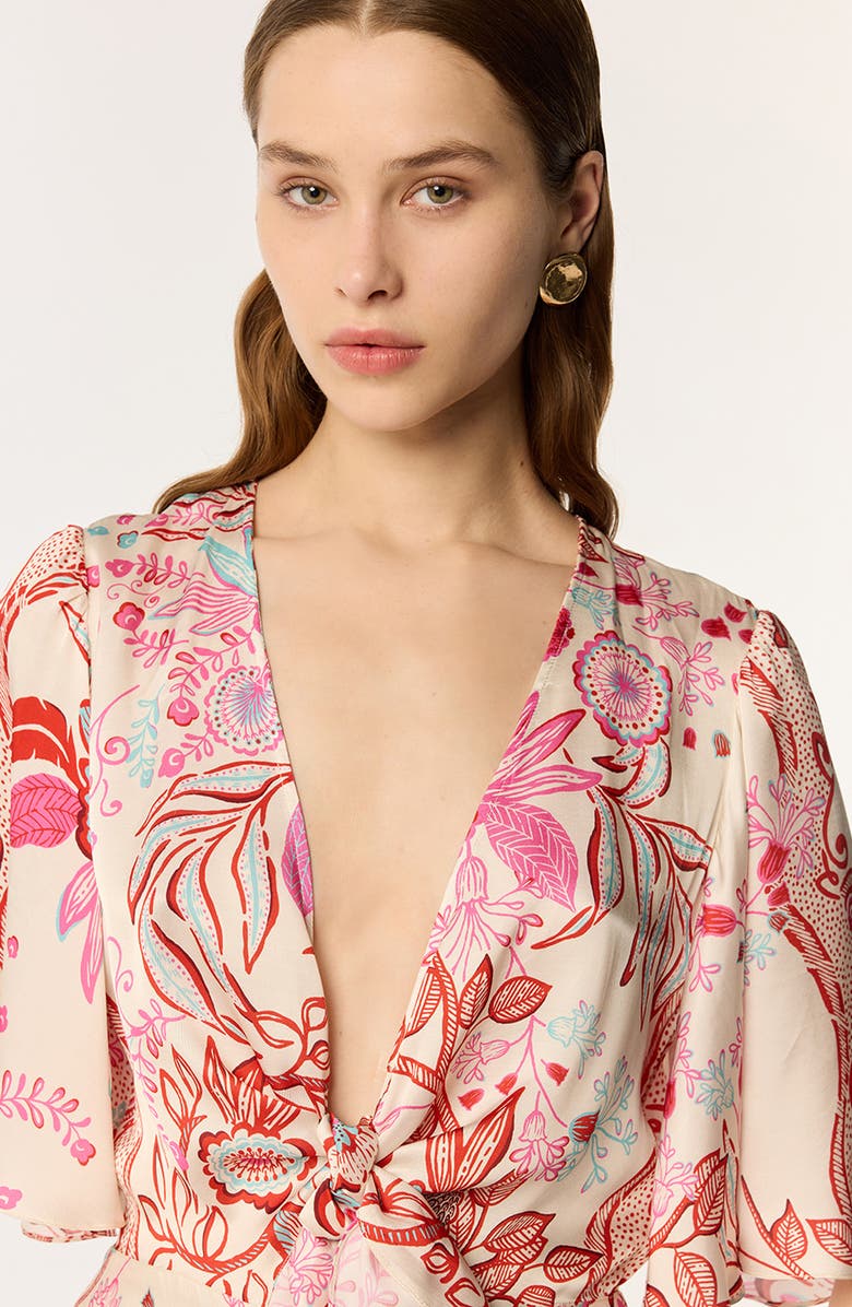 Poupette St Barth Celie Flutter Sleeve Wide Leg Jumpsuit, Alternate, color,