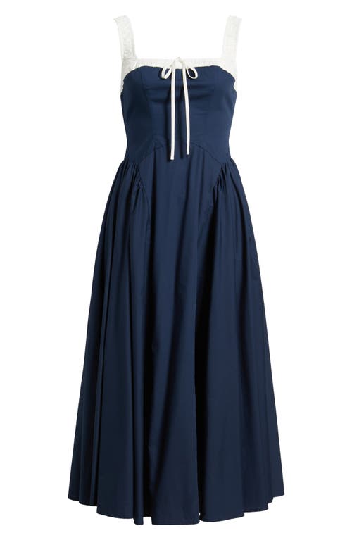 Moon River Colorblock Cotton Midi Dress In Navy