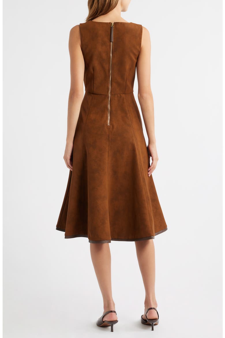 Eloise Faux Suede Midi Dress, Alternate, color, BROWN
